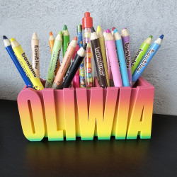 Organizer / piórnik na biurko z imieniem – personalizowany stojak na długopisy 3D